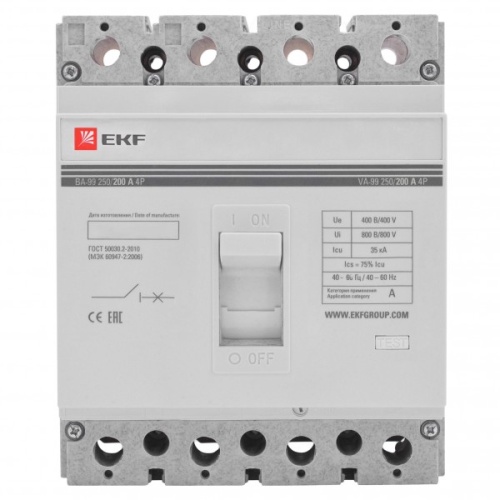 Автоматический выключатель ВА-99 250/200А 4P 35кА EKF | код. mccb99-250-200-4P | EKF 